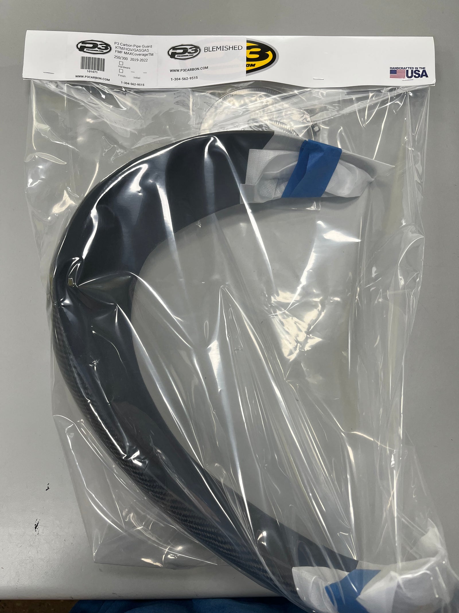 BLEMISHED GRADE B | P3 Carbon MAXCoverage Pipe Guard KTM/HQV/GASGAS 250/300 FMF | 2019-2022 | PLEASE READ DESCRIPTION BELOW! - Image 2