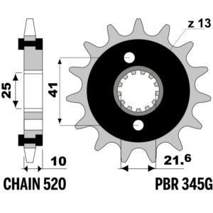 F-0345G-15 PBR Front Rubber Damper Sprocket — Honda / Yamaha