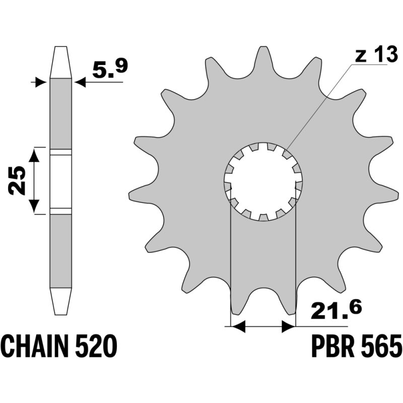 F-0565 PBR Front Sprocket — Fantic / Kawasaki / QJ Motor / Suzuki / Triumph / Voge / Yamaha