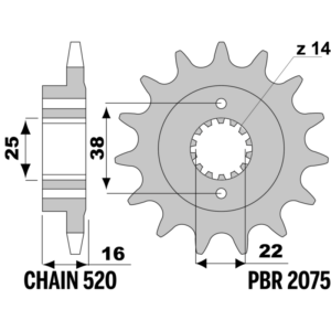 F-2075 PBR Front Sprocket — Ducati