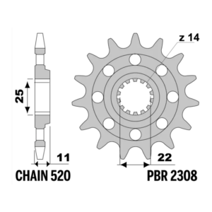 F-2308 PBR Front Sprocket — Ducati / Kove