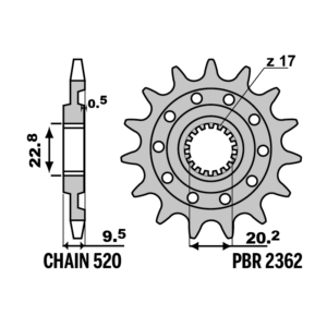F-2362 PBR Front Sprocket — Sherco