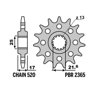 F-2365 PBR Front Sprocket — Honda / Voge