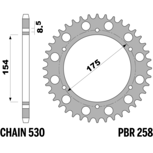 R-0258 PBR Steel Rear Sprocket — Honda