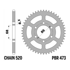 R-0473 PBR Steel Rear Sprocket — Kawasaki / Voge