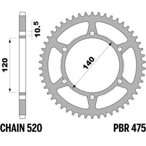 R-0475 PBR Steel Rear Sprocket — Kawasaki