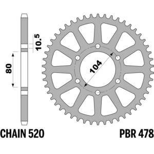 R-0478 PBR Steel Rear Sprocket — CF Moto / Kawasaki