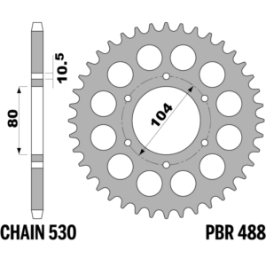 R-0488 PBR Steel Rear Sprocket — Kawasaki