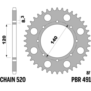 R-0491 PBR Steel Rear Sprocket — Kawasaki