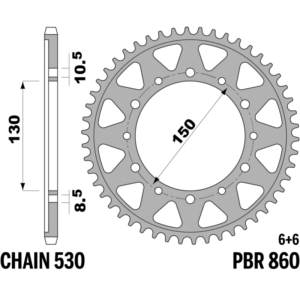 R-0860 PBR Steel Rear Sprocket — Yamaha