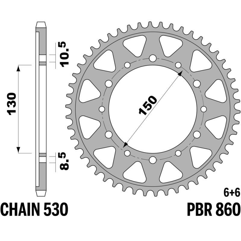 R-0860 PBR Steel Rear Sprocket — Yamaha