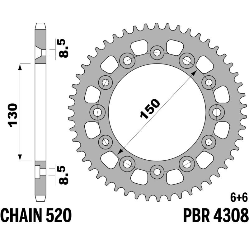 R-4308 PBR Steel Rear Sprocket — Honda