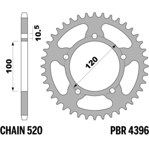 R-4396 PBR Steel Rear Sprocket — Aprilia / BMW
