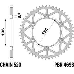 R-4693 PBR C-Light Steel Rear Sprocket-Sherco/Gas Gas/Rieju — Gas Gas / Husqvarna / Rieju / Sherco