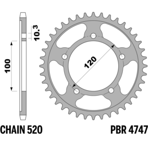 R-4747TEMP PBR Tempered Steel Rear Sprocket — Aprilia