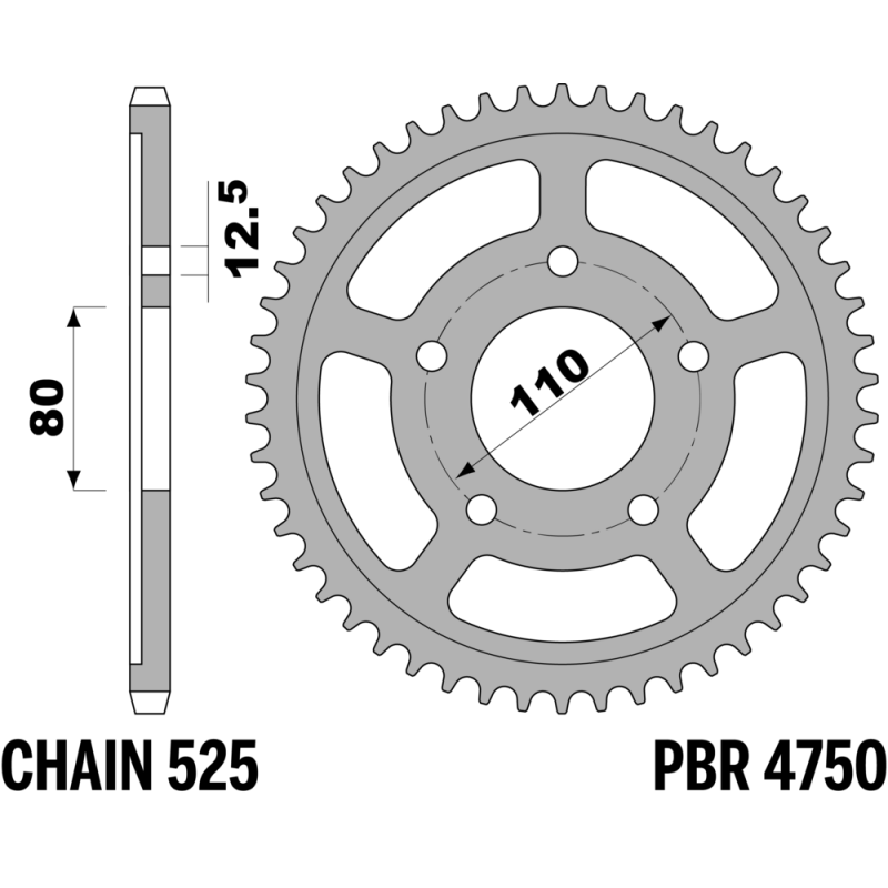 R-4750 PBR Steel Rear Sprocket — Honda