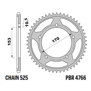 R-4766-44 PBR Rear Sprocket — Kawasaki