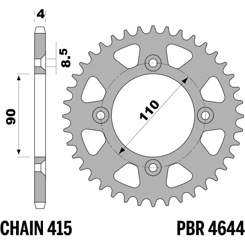 R-4644TA PBR Alloy Rear Sprocket — Gas Gas / Husqvarna / KTM