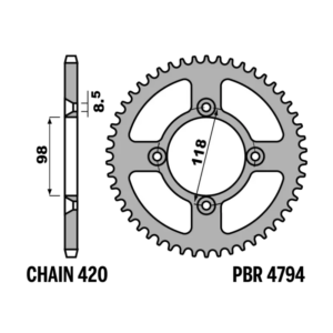 R-4794TA PBR Alloy Rear Sprocket — Gas Gas / Husqvarna / KTM