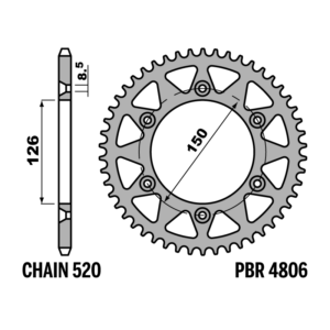 R-4806TAR PBR Alloy Rear Sprocket — Ducati