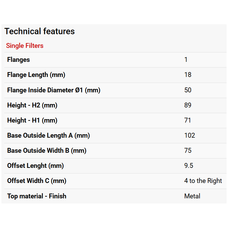 Right Offset Direct Induction Filter-Flange ID 50mm - Image 4