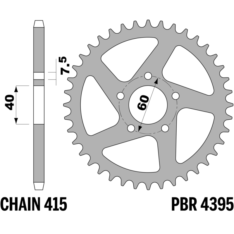 R-4395TA PBR Alloy Rear Sprocket — KTM