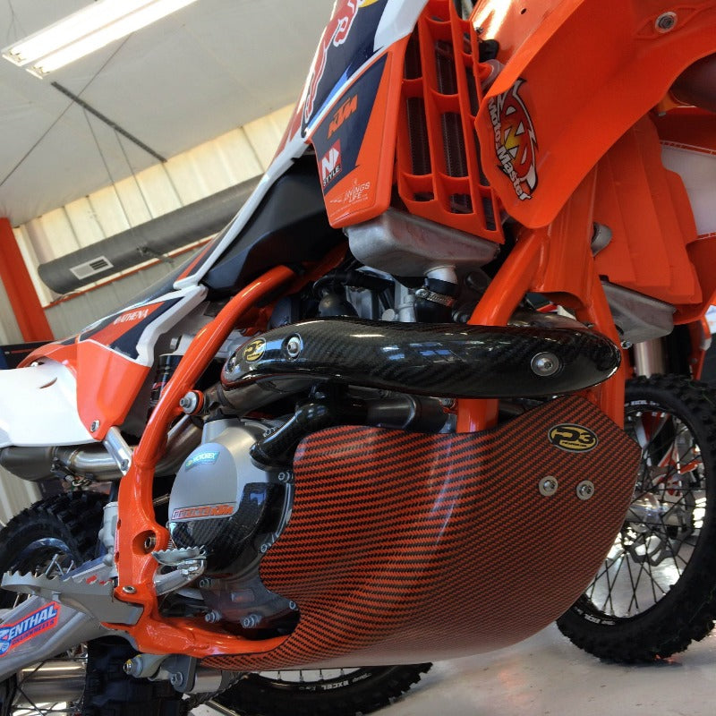 P3 Carbon Heat Shield HUSQ FC 450 2014-2015 | FE501 2014-2016 | FE501S 2015-2016 | KTM 450 SX-F Factory E. 2012-2014 | 450 SX-F/XC-F 2013-2015 | 450 SMR 2013-2014 | 500 EXC/XC-W 2012-2016 - Image 2