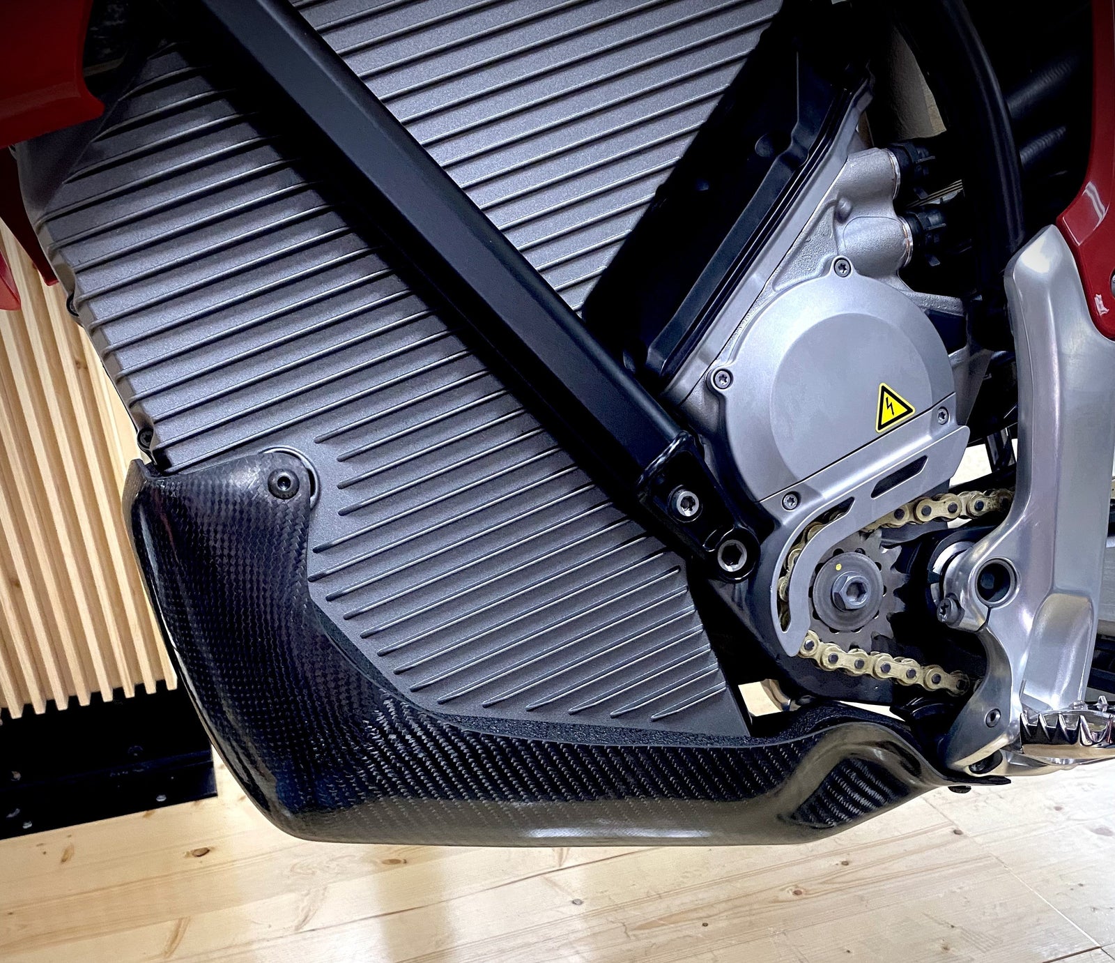 TEMPORARILY UNAVAILABLE - See Note In Product Description | P3 Carbon Fiber Skid Plate Stark Varg (All Models) / EX / SuperMoto 2022 - 2027 | Integrated Linkage Guard (See PN 300002 for NO Linkage Protection) - Image 3