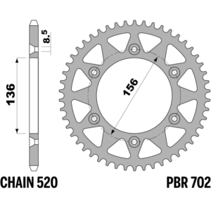 R-0702TA PBR Alloy Rear Sprocket — Gas Gas / Husqvarna / Rieju / Sherco