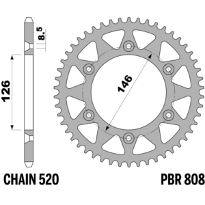 R-0808 PBR Steel Rear Sprocket — Kawasaki / Suzuki