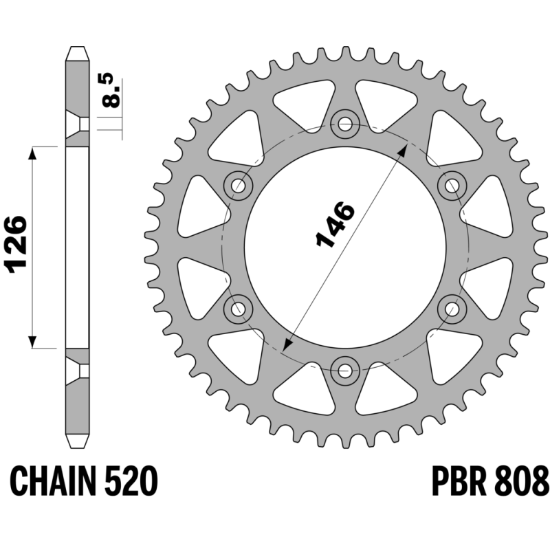 R-0808TA PBR Alloy Rear Sprocket — Kawasaki / Suzuki