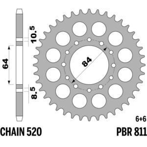R-0811 PBR Steel Rear Sprocket — Kawasaki / Suzuki