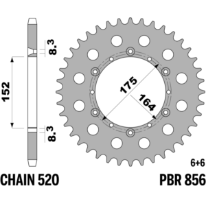 R-0856 PBR Steel Rear Sprocket — Yamaha