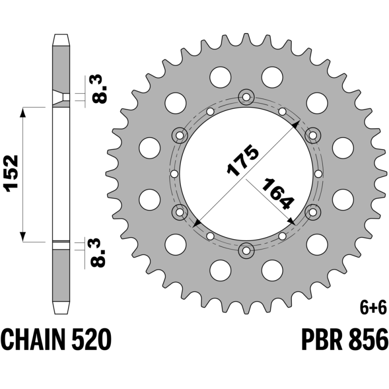 R-0856TA PBR Alloy Rear Sprocket — Yamaha