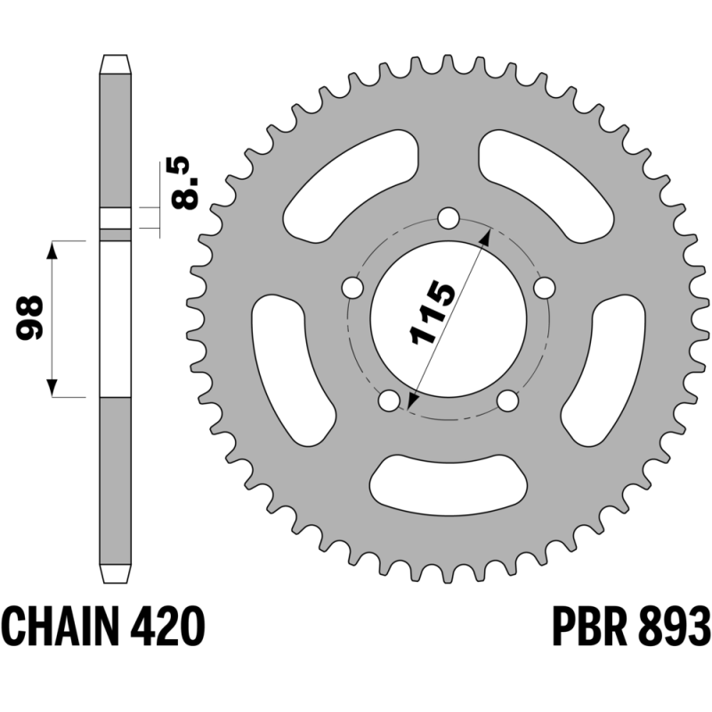R-0893TA PBR Alloy Rear Sprocket — KTM