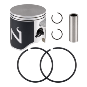 Namura two-stroke two-ring piston kit with piston, two piston rings, wrist pin and circlips